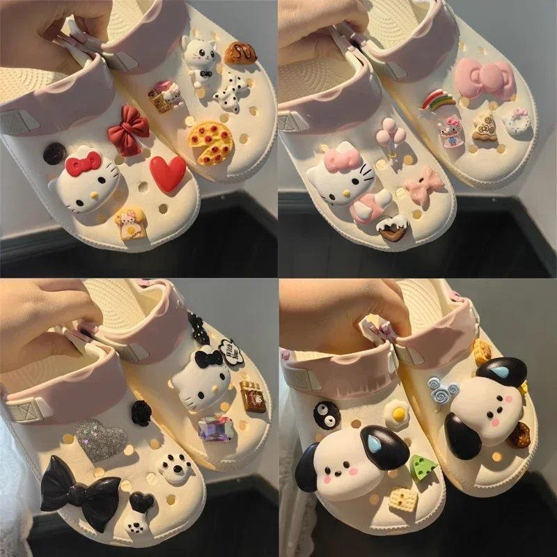 

Sanrio HelloKitty Shoe Set Anime Kawaii Kuromi Cinnamoroll Crocodile Buckle Accessories Decoration Buckle Transparent Diy Gift