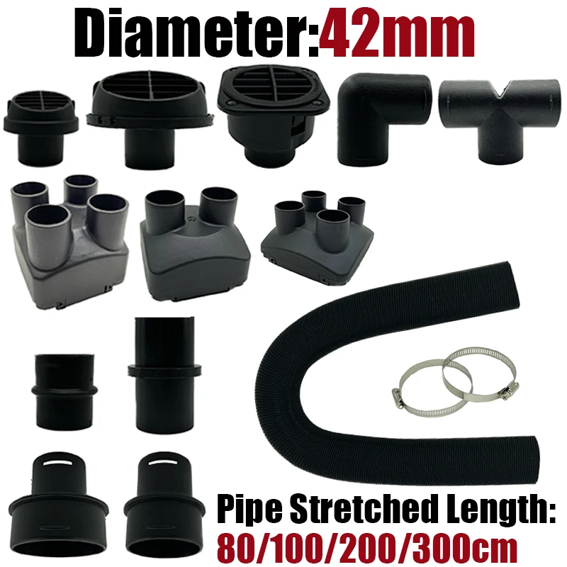 Air Diesel Heater 42mm Diameter 0.8/1/2/3M Length Duct Pipe Tube Hose Outlet Exhaust Joiner Connector For Webasto Eberspaecher silicone hose connector plastic hose connectors hose end fitting adapter exhaust pipe clip