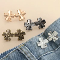 1 Pair Adjustable Waist Tightener Four Leaf Clover Trousers Waist Buckles for Jeans Pants Skirts Snap Button Adjuster Clips 1