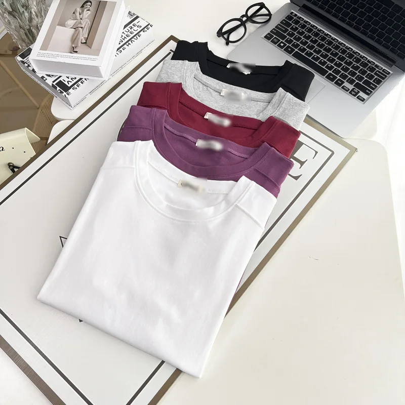 100kg Summer New Top Simple Basic Thin Solid Color short-sleeved Cotton Tees Plus Size Women's T-shirt 023