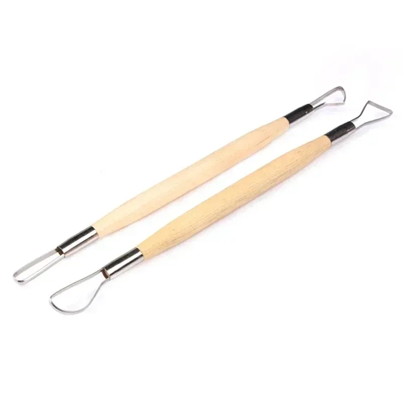 Pottery Tools Clay Sculpting Tools Pottery Sculpting Tools Clay Craft Tool Wood Carving Tools 6PCS Wood Handle Pottery Clay Sculpture Carving Tool Double Heads