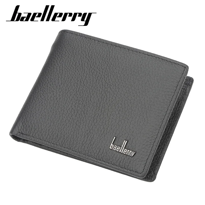 New Casual Men's Thin Short Leather WalletLitchi Pattern