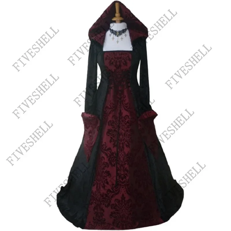 Halloween Costume Wicca Witch Medieval Dress Women Adult Plus Size Scary Cosplay Gothic Wizard Halloween Costumes Women