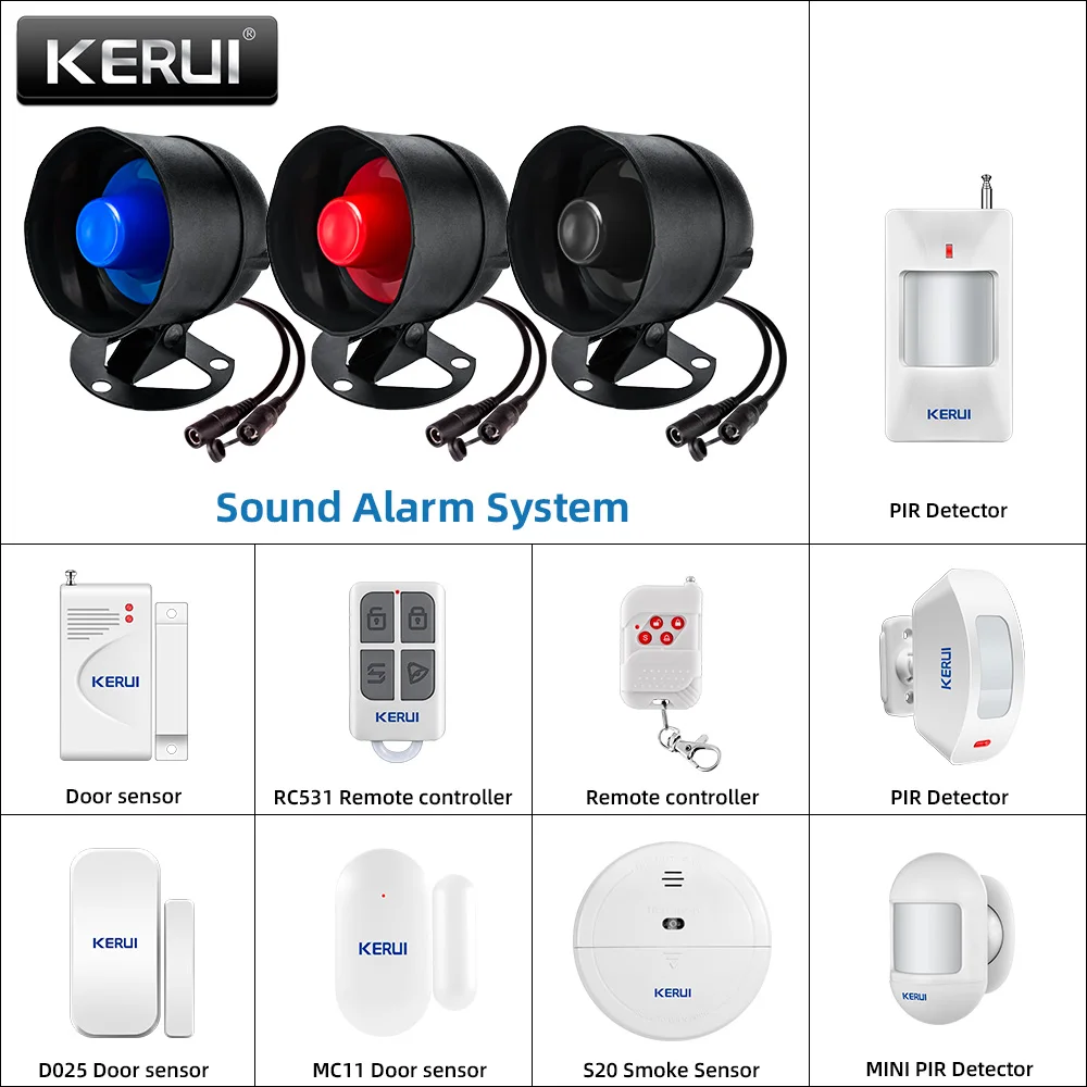 KERUI 120db Loudly Speaker Siren Alarm System WIFI Tuya Home Security Alarm With Motion Detector Door Sensor for House Burglar