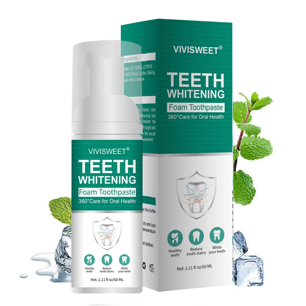 

60ml Teeth Whitening Mousse Toothpaste Powerful Whitening Without Sensitivity Safe Effective Oral Health Teeth Whitening Product