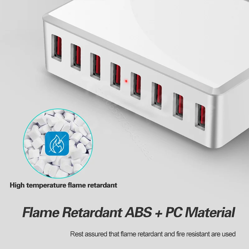 40W 8Ports USB Adapter HUB Charging Station Socket Phone Charger For iPhone 6 7 8 Samsung Xiaomi Huawei US EU UK_voghion.com