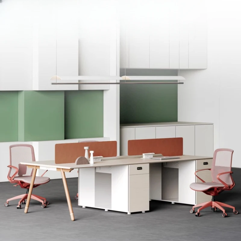 4-seater office desk staff desk and chair combination 4 6 minimalist modern company employees office desk and chair combination screen card seat for four people modern minimalist office furniture for six people staff table