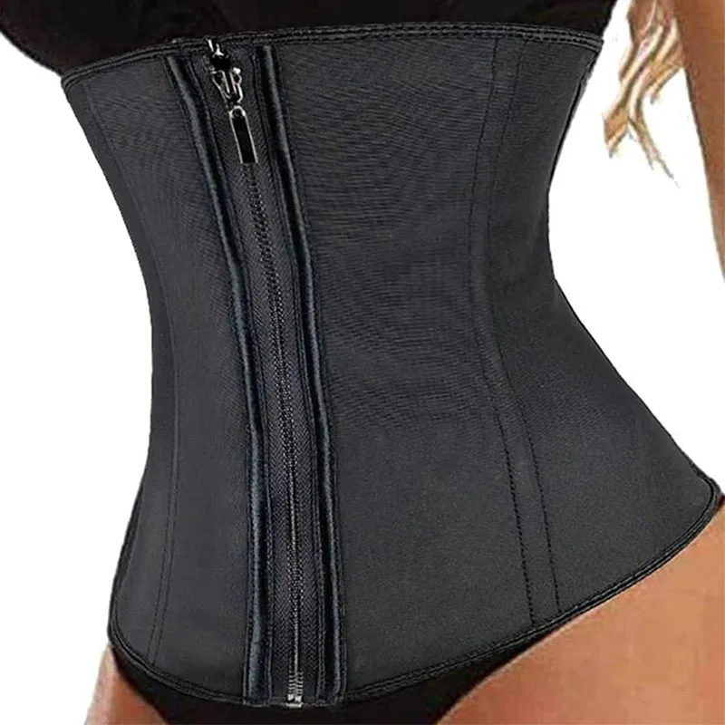 XXS3XLLatexCorsetBodyShaperWaistTrainerCincherZipperUnderbust