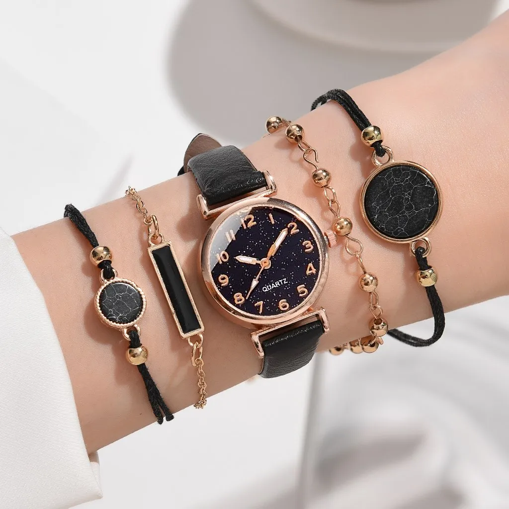 Watch Set For Women Luxury Leather Analog Ladies Quartz Wristwatch Fashion Bracelet Watch Female Clock Relogio Feminino
