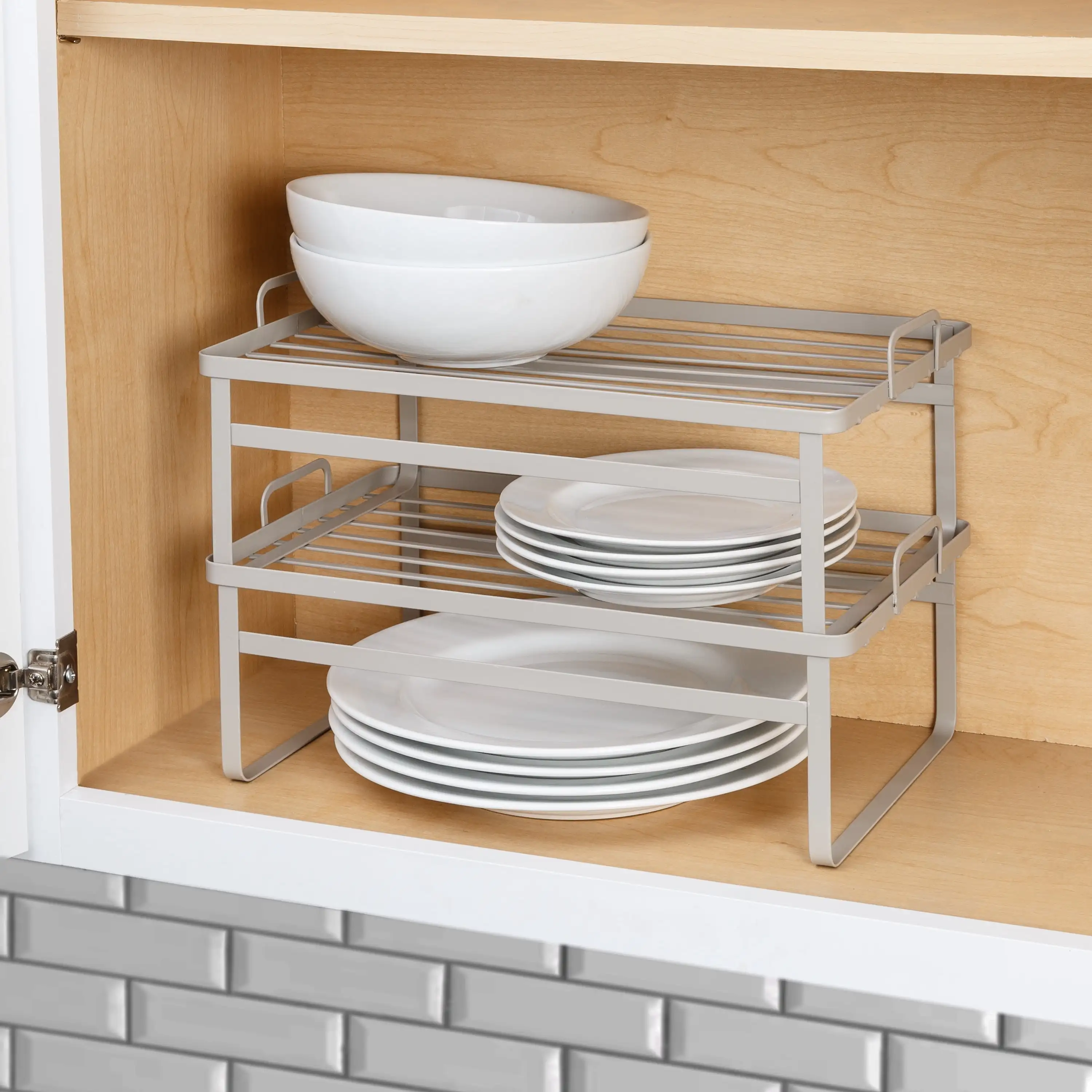 

Honey-Can-Do Set of 2 Steel Stackable Cabinet Organizer Shelves, Gray
