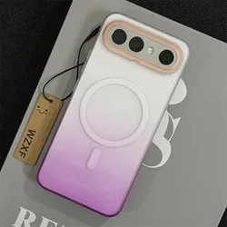 Luxury Magnetic Gradient Semi - Transparent PC Phone Cover with Wireless Charging Compatibility for VIVO X300 FE (PURPLE)