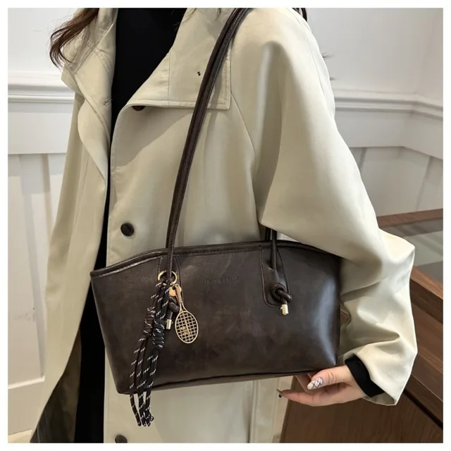 Y2K Trend PU Leather Work Shoulder Bag Large Capacity Simple Female Crossbody Bag Solid Color Commuting Bag Women Female 2