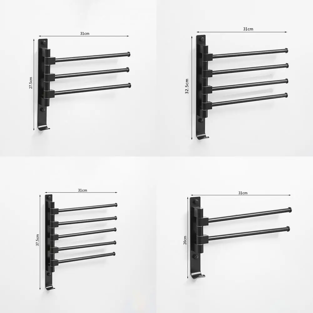 Towel Rack Anti-Slip Strong Load-Bearing Space Saving Towel Bar Rustproof Wall Mount Rotating Holder for Bathroom