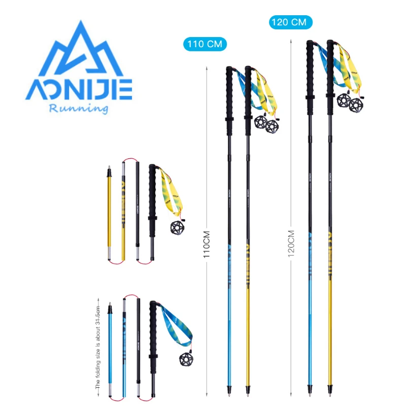 

AONIJIE E4210 Newest 110CM 120CM Ultralight Folding Carbon Fiber Hiking Pole Straight Walking Sticks for Trail Running Climbing