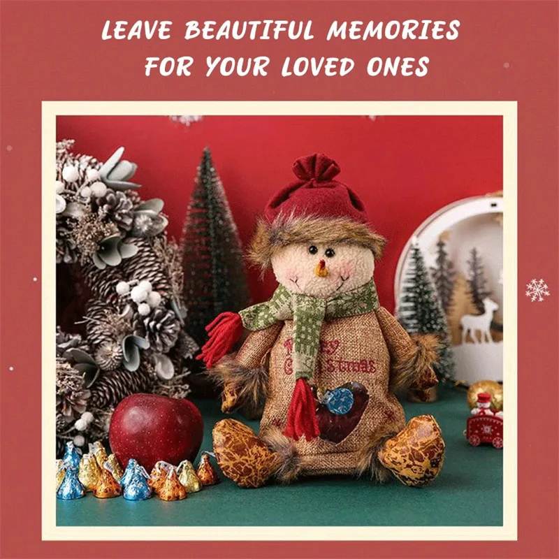 1PCS Christmas Novelty Exquisitely Gift Bag Celebrate Festival Snack Candy Apple Bag Santa Deer Snowman Pattern Present Wrapping