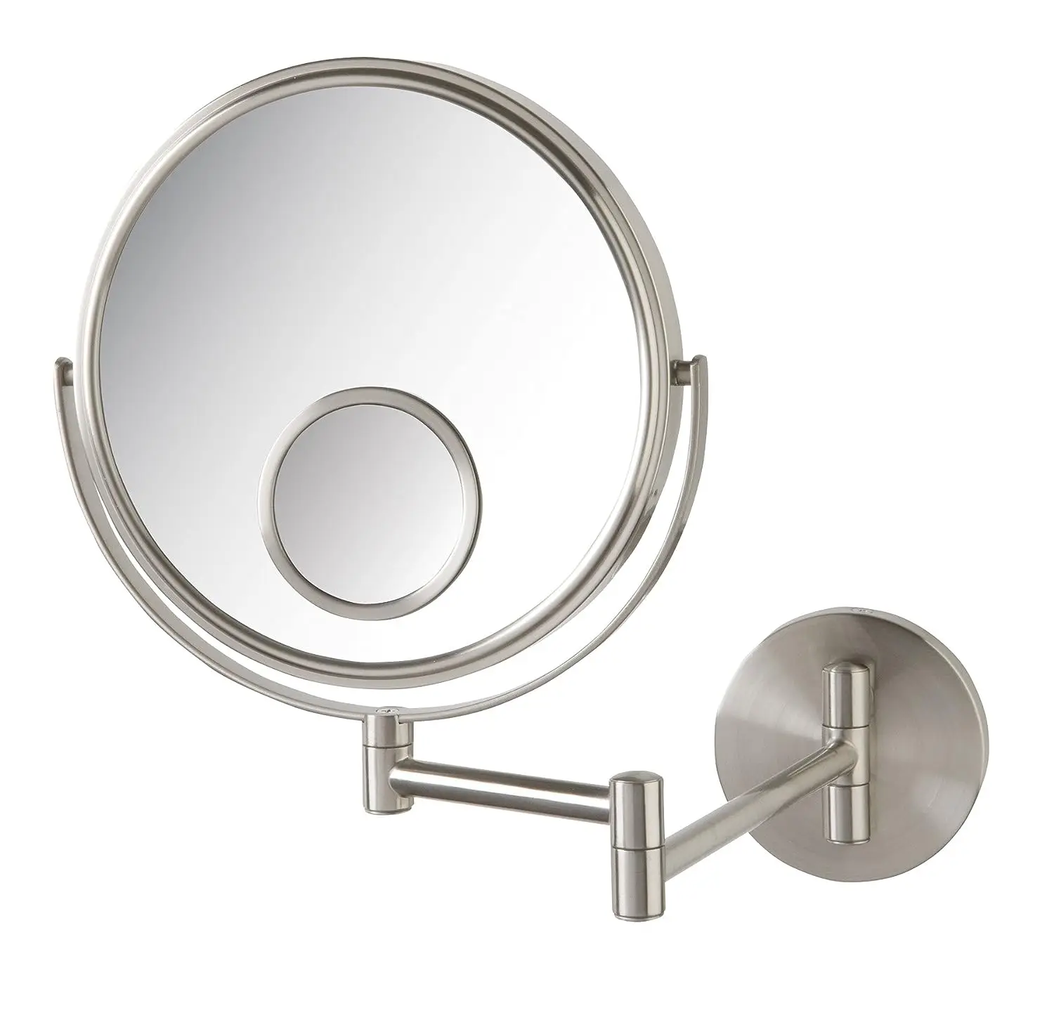 

Two-Sided Swivel Mount Mirror - Makeup Mirror with 5X Magnification & 13.5 inch Extension - Nickel Finish - Model JP75010N