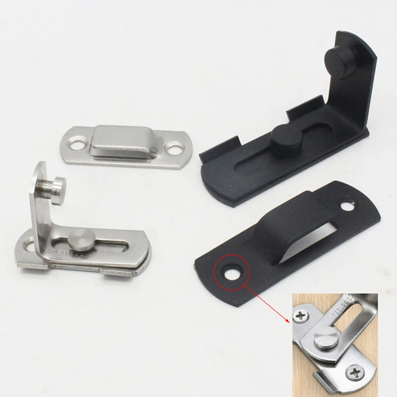 Stainless Steel Right Angle Locking Latch Sliding Barn Door Lock Doors Windows Safety Security Home Anti-Theft Guard