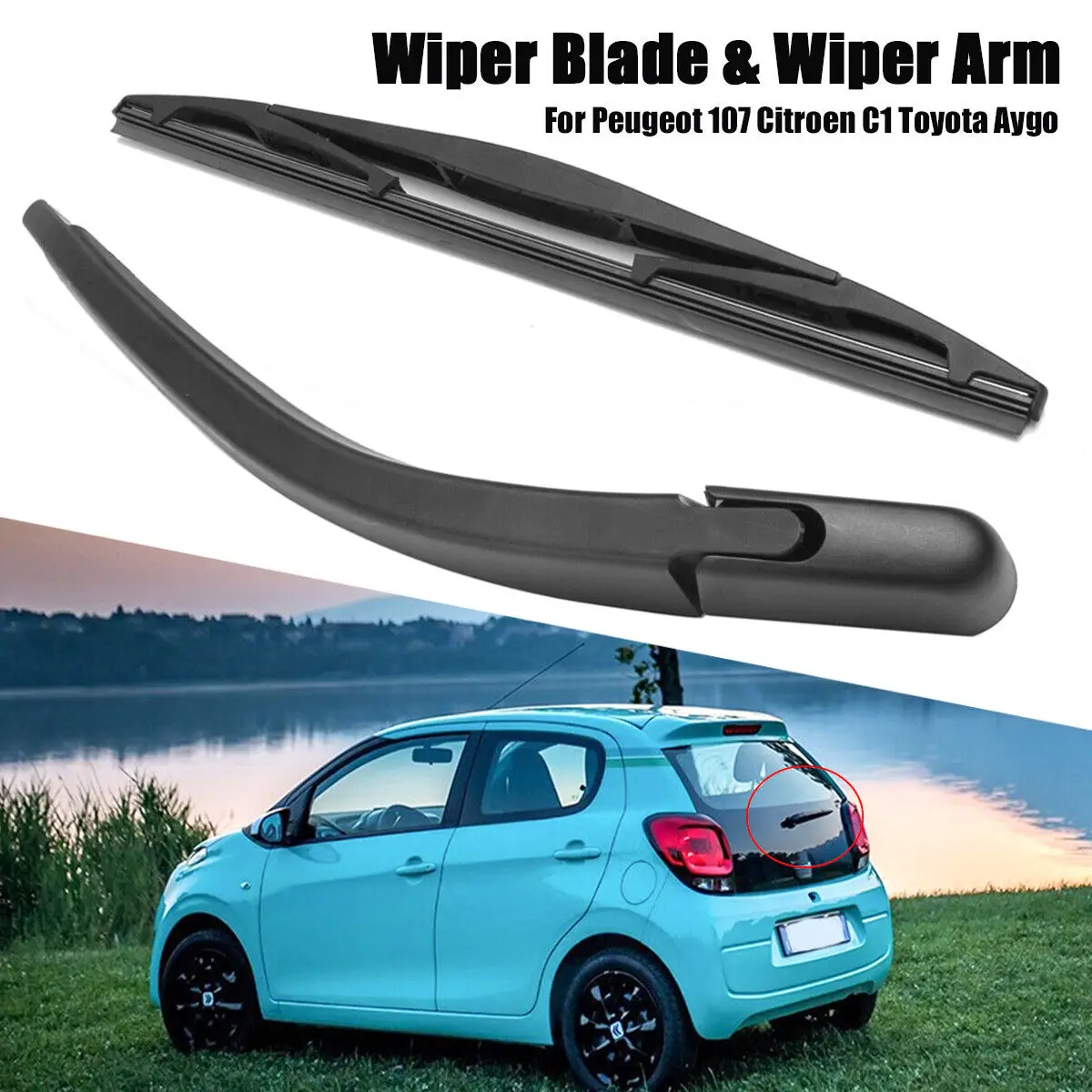 

Rear Windscreen Wiper Blade Arm Set For Peugeot 107 Citroen C1 Toyota Aygo