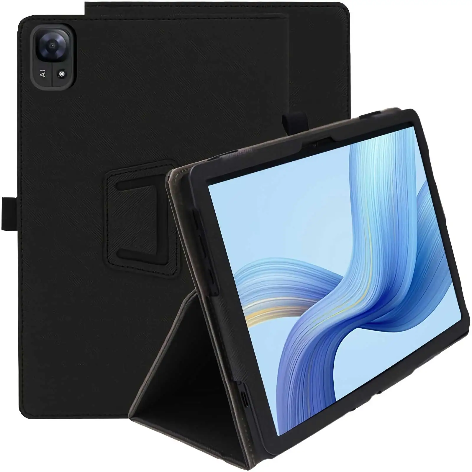 Premium PU Leather Tablet Case with Stand Function and Hand Strap