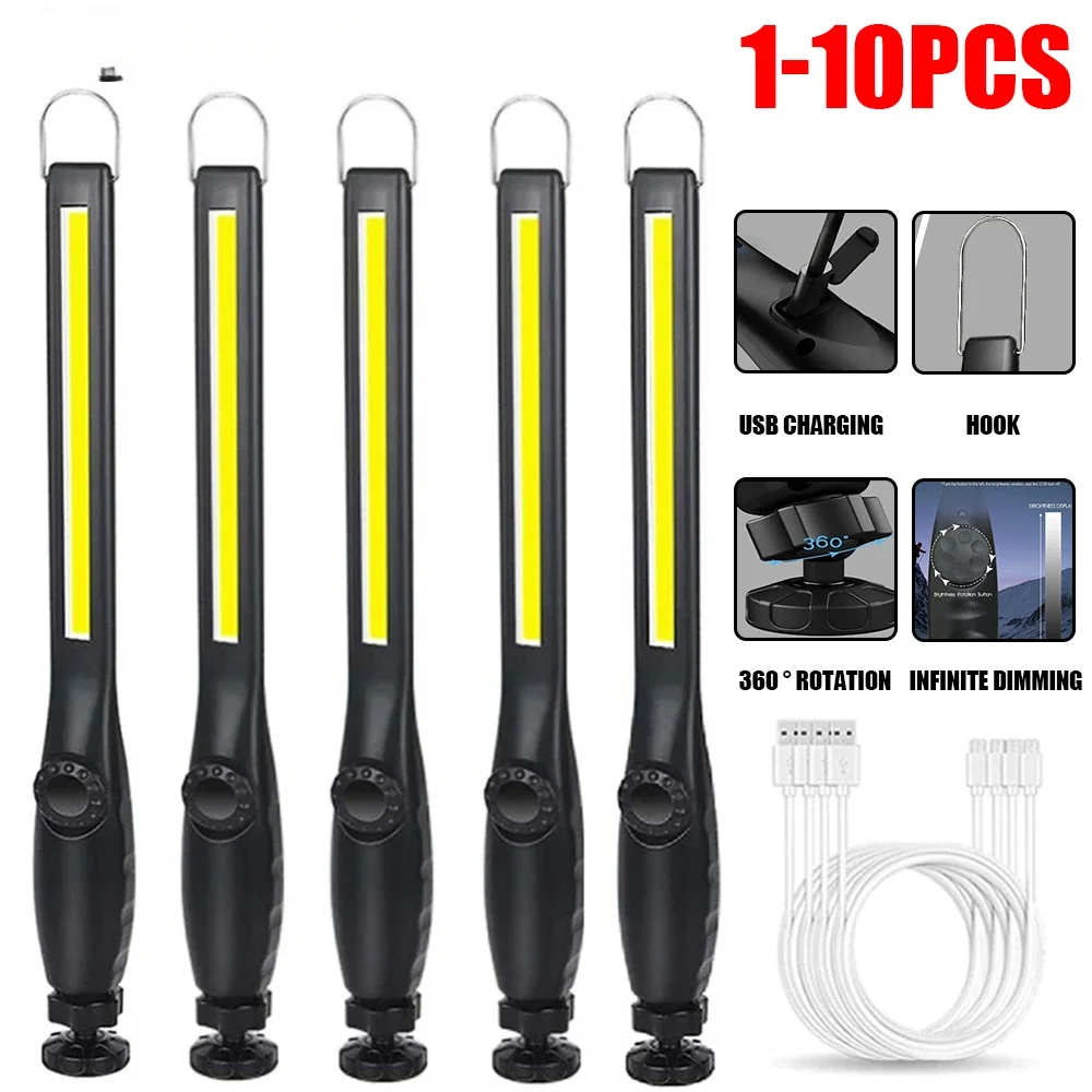 

USB Rechargeable LED Flashlight New COB Magnetic Work Light Portable Lantern Camping Torch Car Repair Lamp With Built-in Battery