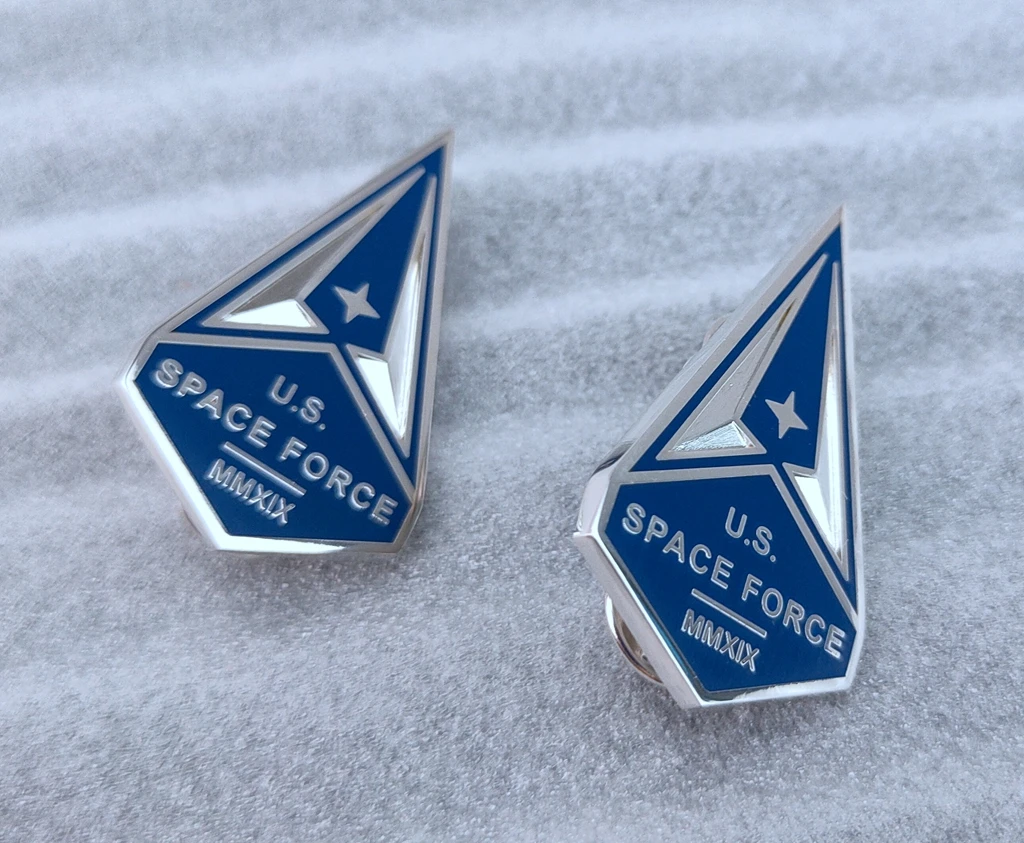 .PAIR U.S. SPACE FORCE COLLAR BADGE PIN DEVICE