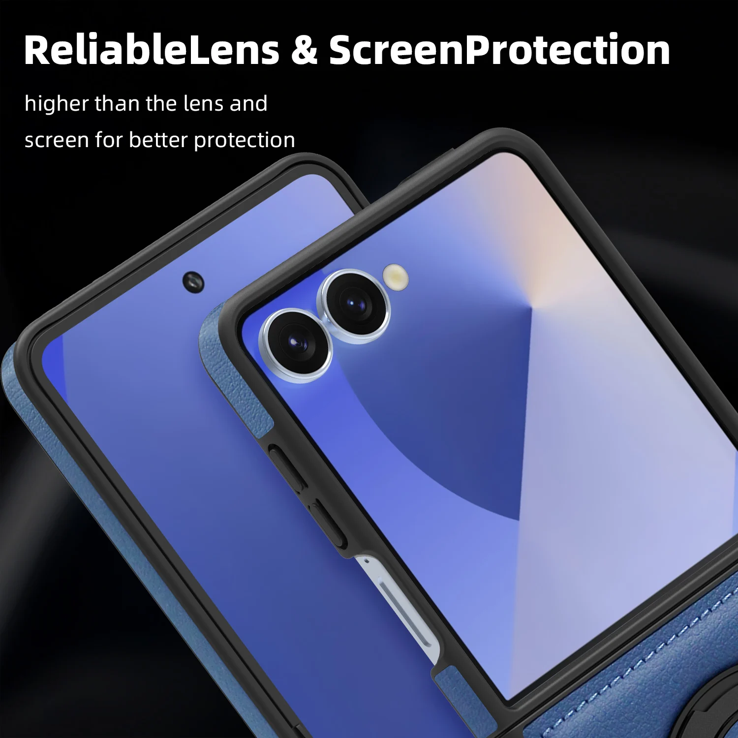 Premium PU Leather Magnetic Case with 360° Rotation Ring Stand Cover