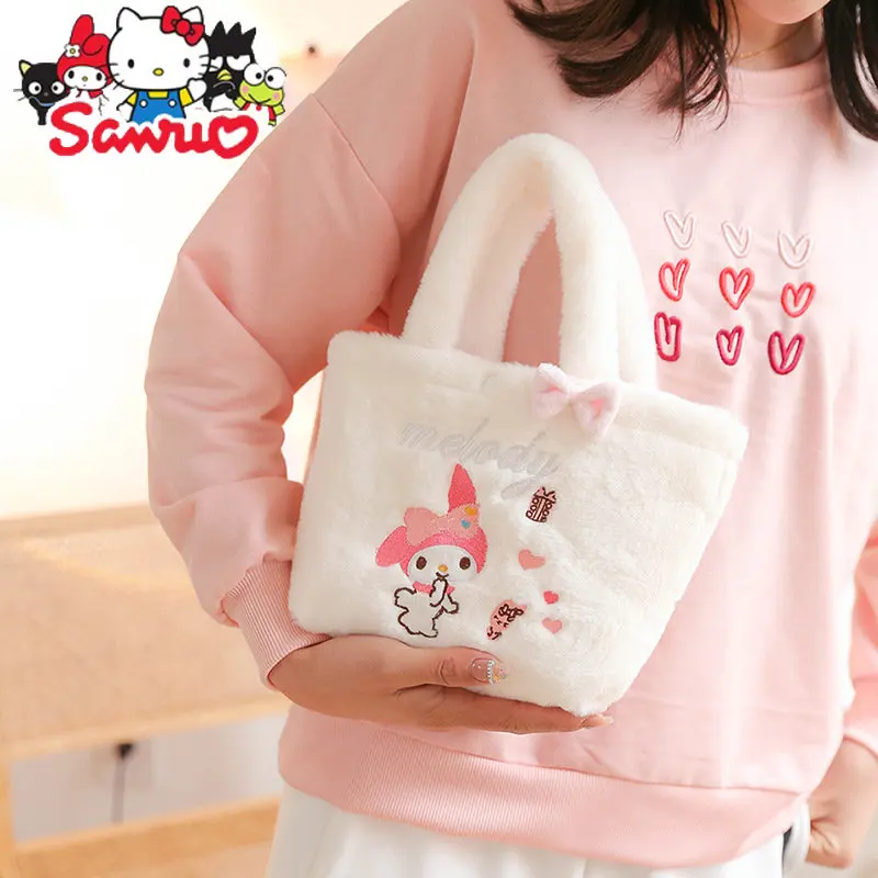 

Sanrio Melody Hello Kitty Cinnamoroll Fur Bag Cartoon Cute Bag Kawaii Anime Plushie Ornaments Decor Children's Toy Soft Gifts