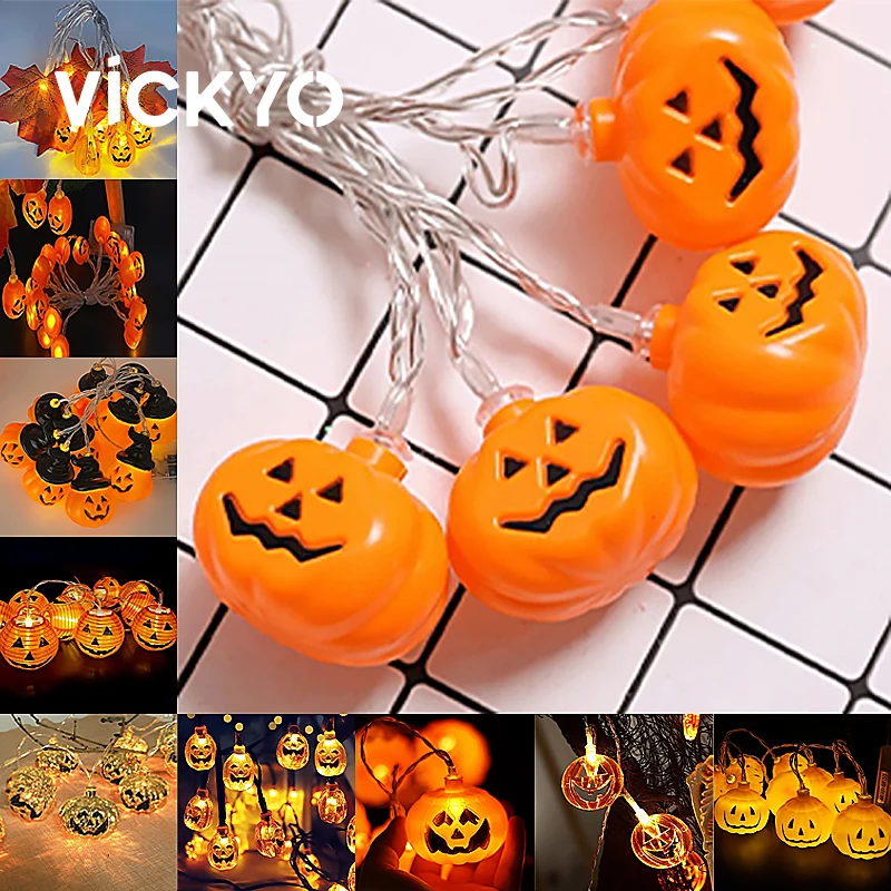 

VICKYO Halloween Easter Decorations Pumpkin Festoon Led Lights Outdoor Garland Fairy Lights For Home Holiday Party Decorative