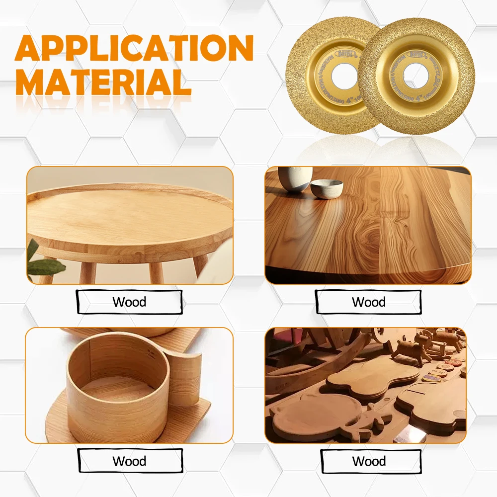 BGTEC 1/2pcs Carbide Chip Woodworking Disk Bevel Dia100mm For wood Grinding Trimming Carving and Polishing Angle Grinder Dry Use