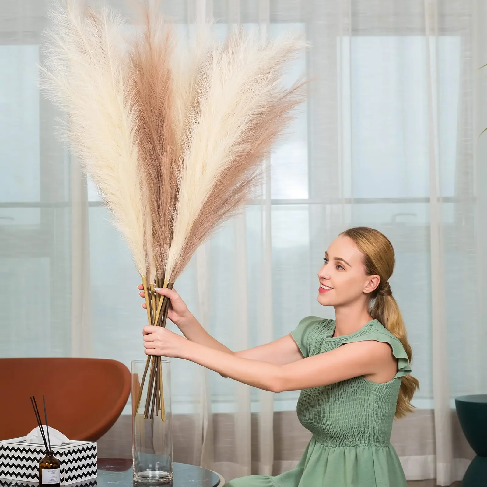 3-Piece Artificial Fluffy Pampas Reed Grass 5
