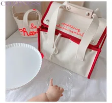 

Canvas Lightweight Diaper Bag Fashion Simple Family Travel Tote DIY Custom Storage Sack Multifunctional Mother Baby Bag Stroller