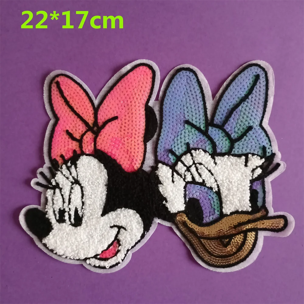Minnie Mouse Mickey Mouse Anime Embroidered Patches for Children's Clothing Jackets 1Pcs Large