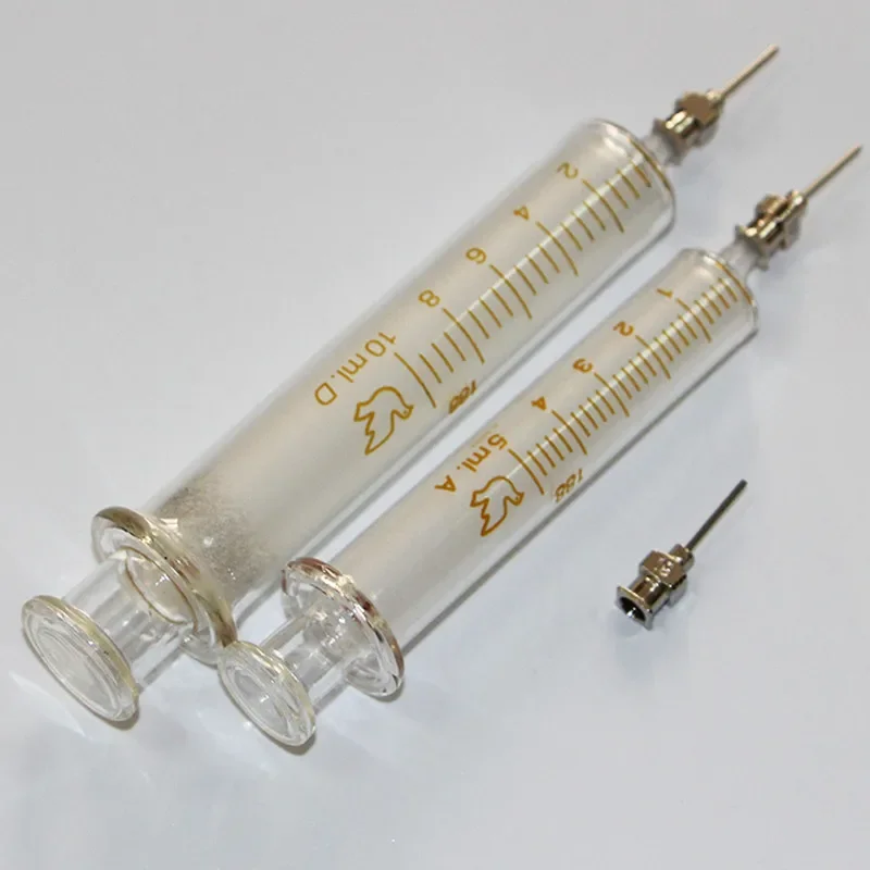 Glass Syringe 5ml 10ml Syringe Metal Needle Welding Oil Container Glass Push Rod reusable syringe liquid syringe syringe glue tool syringe ink injection Mobile Phone Repair Tool