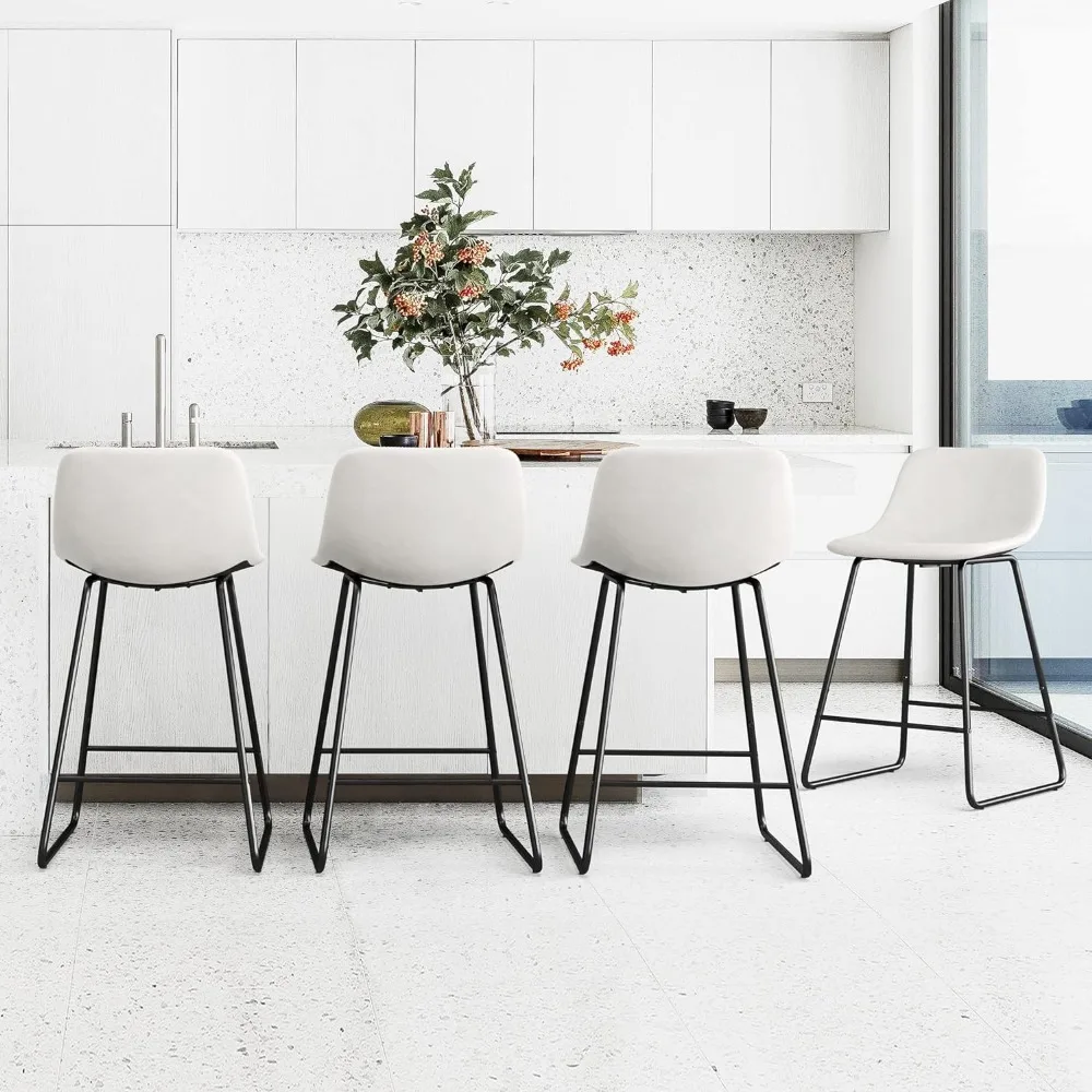

Dining Chairs Set of 4, 24" ALX Faux Leather Barstools, Modern Counter Height Stools with Back and Metal Legs,Dining Chairs