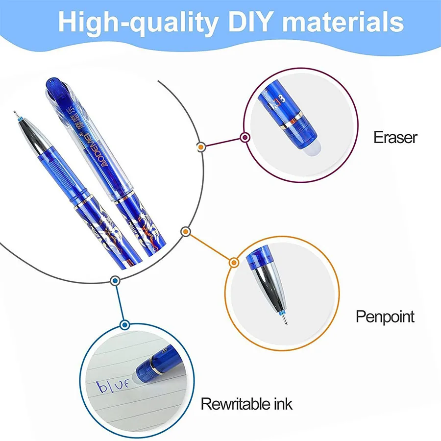 35pcs Erasable Ballpoint Pen Set With Built-In Eraser - Smooth Writing, Fine Point (0.38mm) For Office And School Supplies