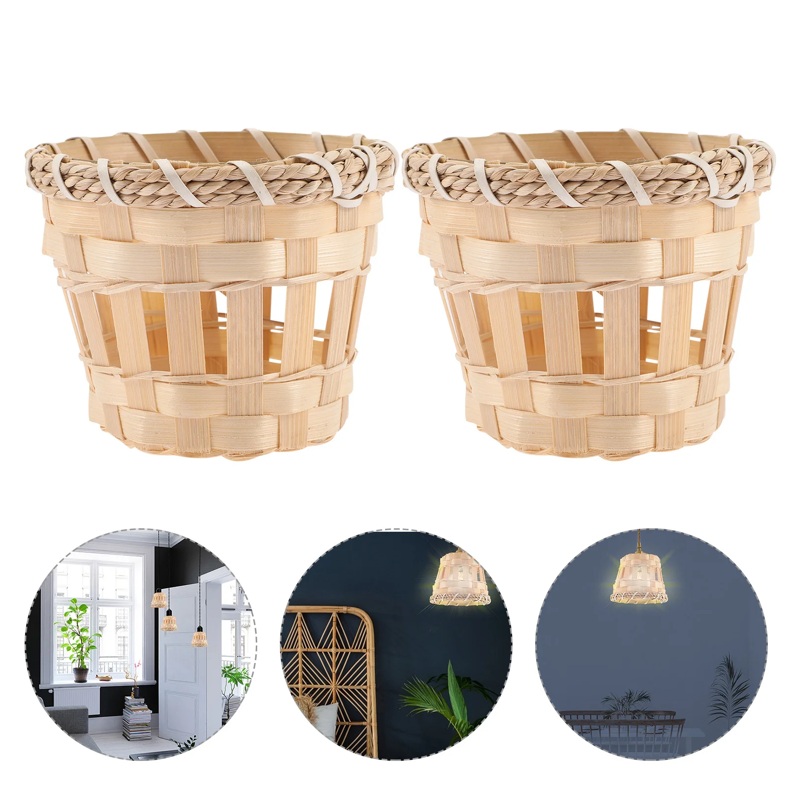 

Bamboo Lampshade Drum Lamp Shade Indoor Light Cover Ceiling Lamp Cover Pendant Lamps Table Lamps Wall Lamps Floor Lamps