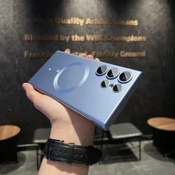 Ultra Slim Frameless Magnetic Case with Magsafe Wireless Charging and Metallic Paint Finish for Galaxy S25 (SKY BLUE)