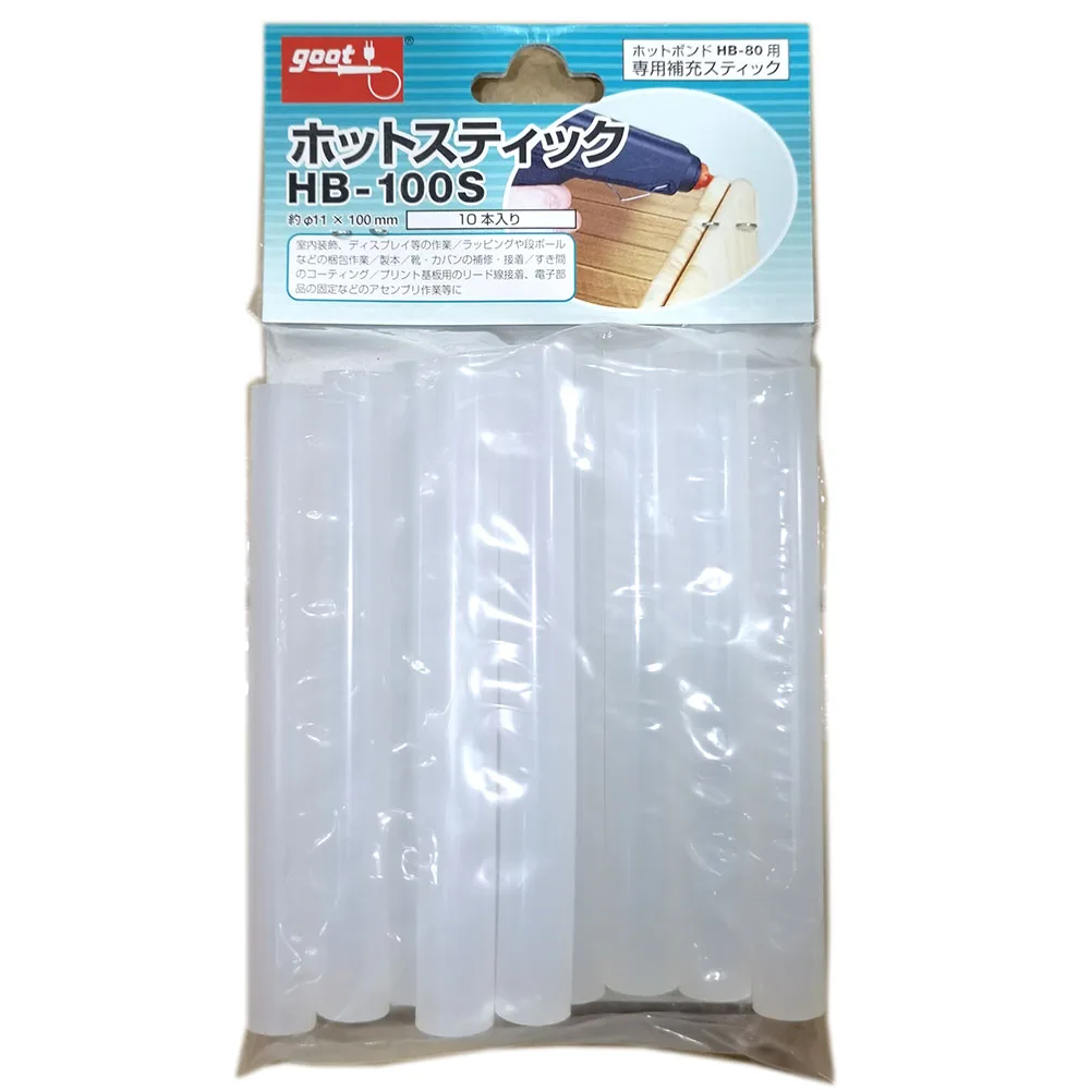 Japan GOOT HB-100S 10pcs/Pack 100g ø11mm 100mm Length Transparent Hot Glue Stick for HB-80 Hot Bond japan nsk mr84zz bearing abec 7 5 10pcs 4 8 3 mm miniature high speed mr84 zz ball bearings mr84 zz wml4008zz l 840zz