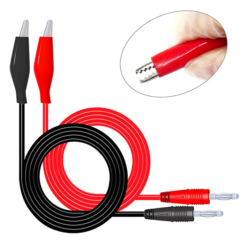 

1pc P1038 4mm Banana Plug To Crocodile Clamp Soft Multimeter Test Cable Dual Tester Probe Alligator Clips Insulated
