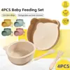 Cartoon Bear Baby Weaning Dishes Set Anti-Slip Shatter-proof Baby Silicone Sucker Plate Easy Clean Portable Children's Tableware