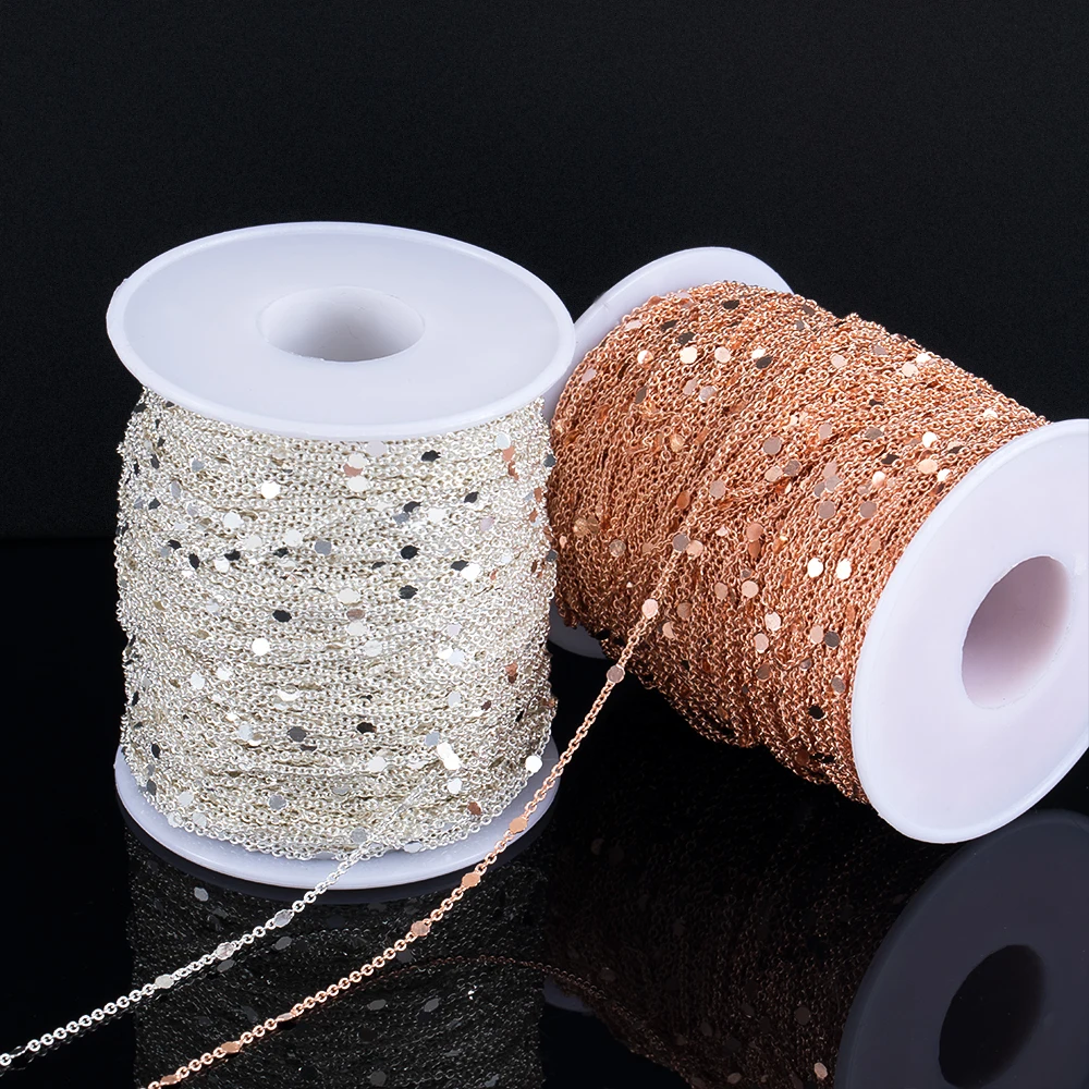 10 Meter, 2 Meter, 1 Meter, modische Paillettenkette für Armbänder, Halsketten, Kupferketten, Schmuckherstellung, Komponenten, Basteln, DIY-Ergebnisse – Detail 1