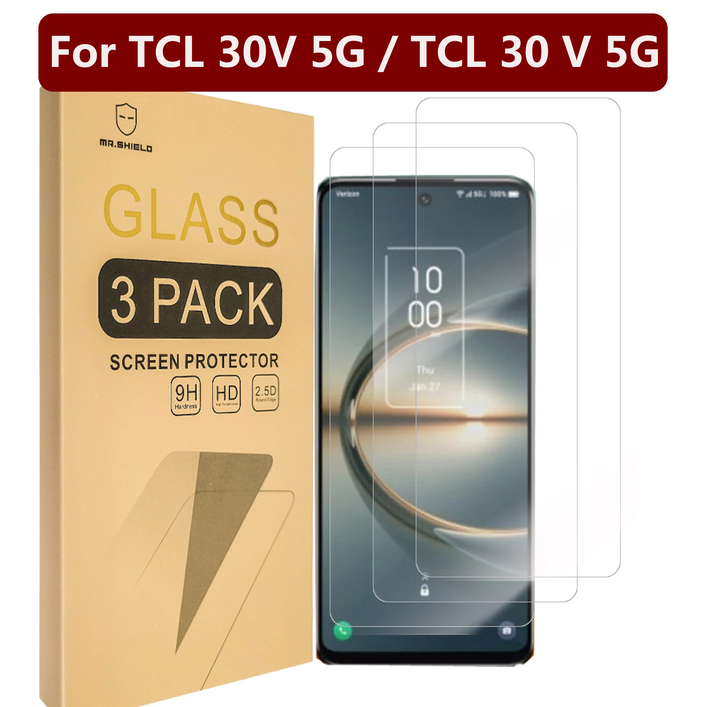

Mr.Shield [3-Pack] Designed For TCL 30V 5G / TCL 30 V 5G [Tempered Glass] [Japan Glass with 9H Hardness] Screen Protector