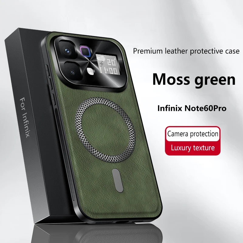 Luxury Business Leather Texture Magnetic Case with Wireless Charging Compatibility - Shockproof Bumper Back Cover