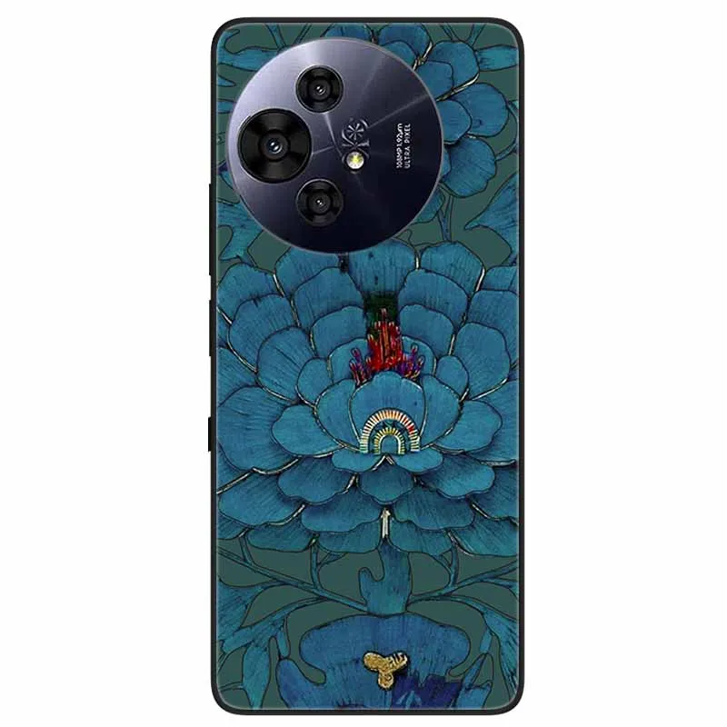 Floral Relief Painted Soft Silicone Phone Case - 6.8