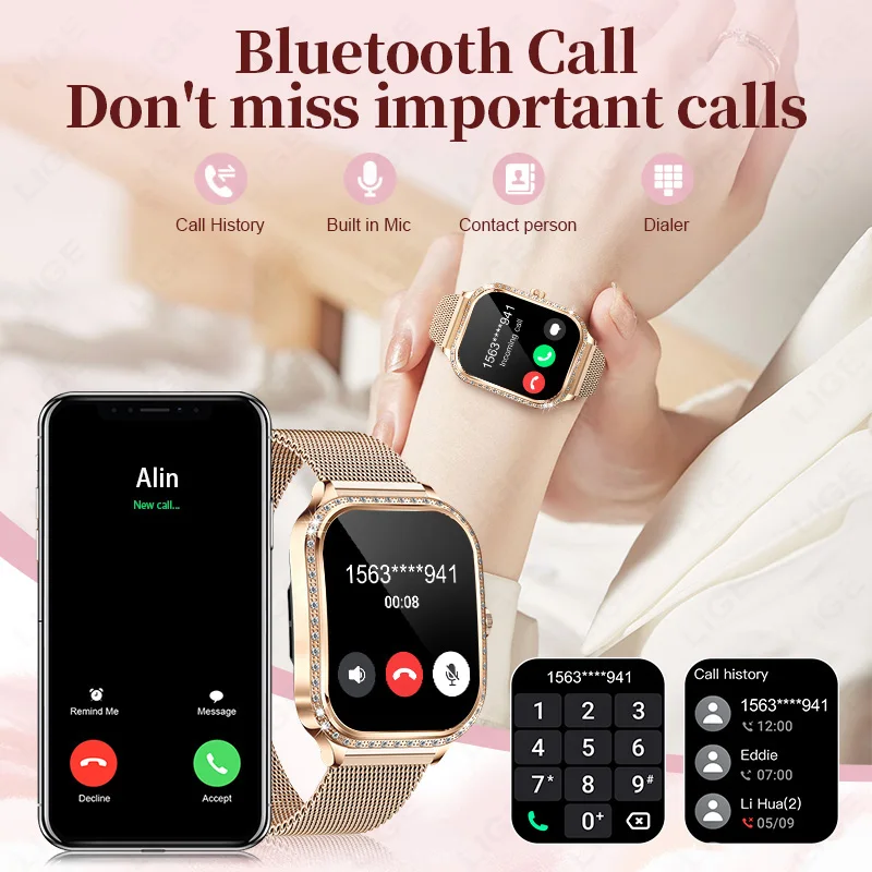 Nuovo Smartwatch di Lusso 2026 per Donne, Schermo Curvo HD da 1,75", Assistente Vocale, Monitoraggio Salute e Sport, Chiamate Bluetooth - immagine 3