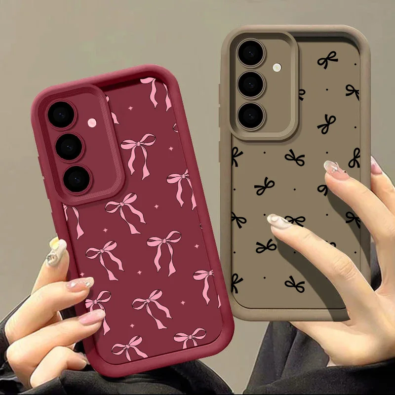 Cartoon Bow Matte Silicone Luxury Phone Case