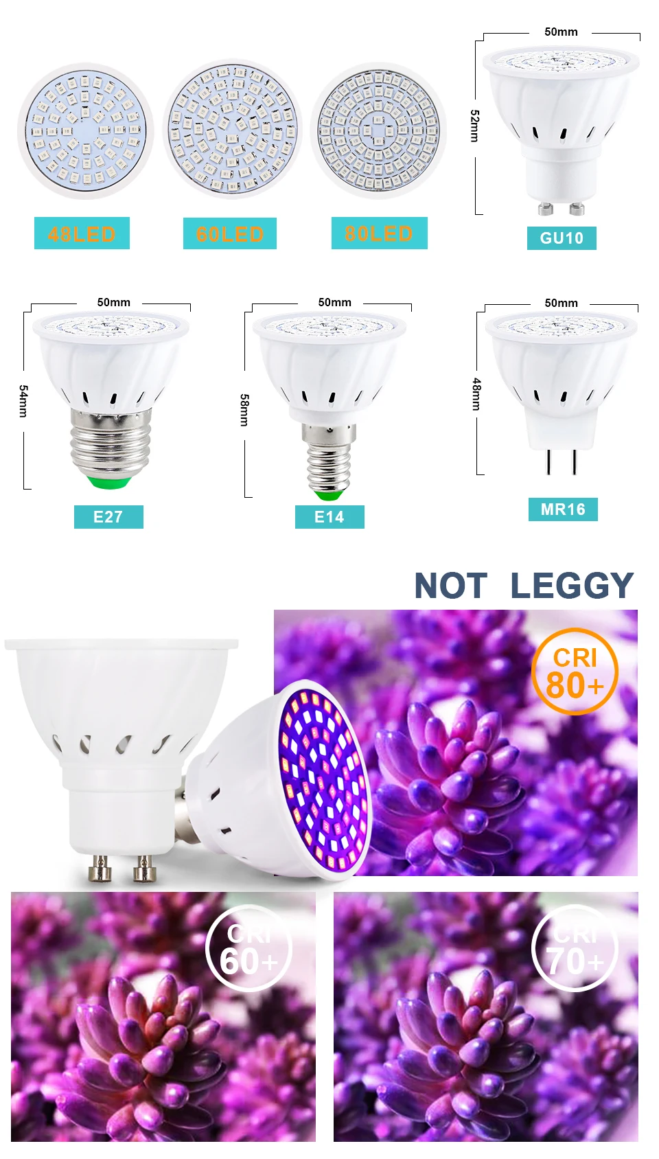 Description Picture 3 of item220V E27 60 80LEDs Plant Grow Light Phyto Lamps Led Full Spectrum Growing Bulb for Greenhouse Hydroponics Growth Fitolampy