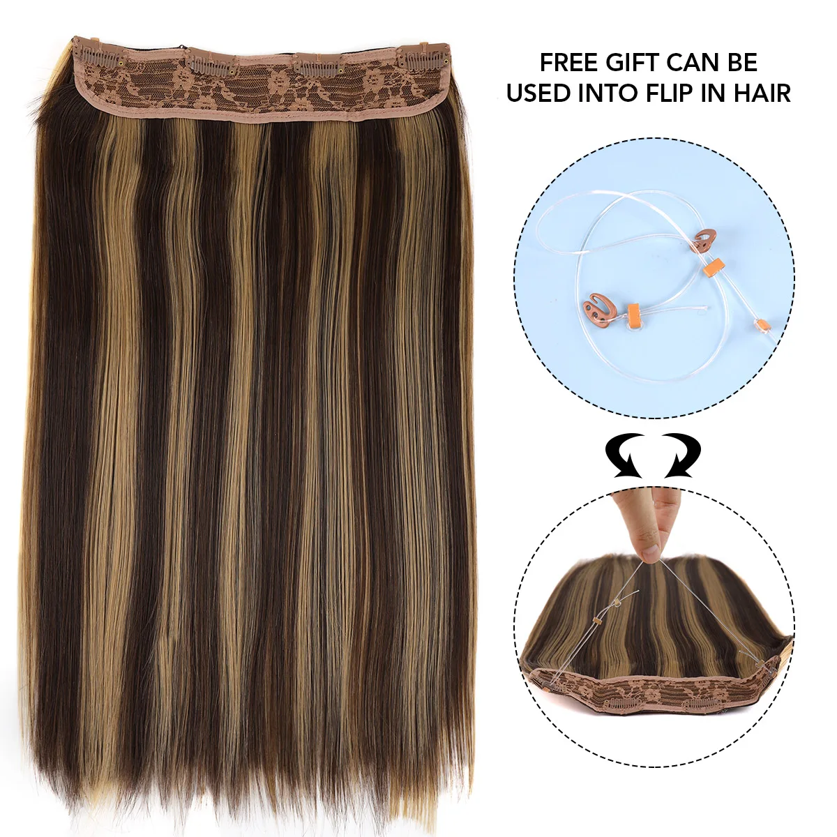 Beleza real fio invisível com grampos em extensões de cabelo peixe secreto linha hairpieces 100% extensões de cabelo humano brasileiro