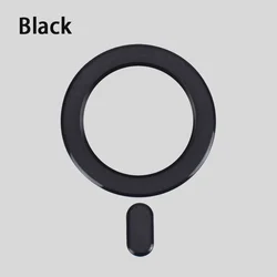 Universal Magnetic Ring Sticker for Wireless Charging and Car Holder, 2 - in - 1 Magnet Ring (Black)