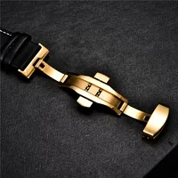 Bracelet de montre en cuir 18mm 20mm 22mm 24mm, en acier inoxydable, fermoir à boucle papillon, Bracelet en cuir noir marron, ceinture 6